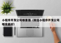 小程序开发公司哪里强（微信小程序开发公司哪家最好）