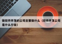 做软件开发的公司主要做什么（软件开发公司是什么行业）