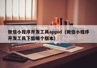 微信小程序开发工具appid（微信小程序开发工具下载哪个版本）